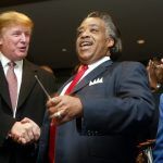Donald Trump with Al Sharpton shaking hands.